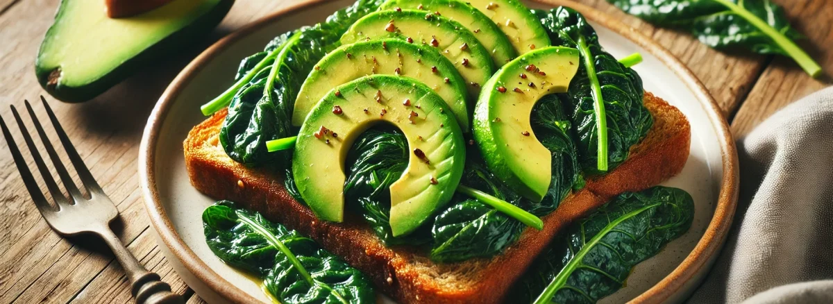 Avocado and Sautéed Sukuma Wiki (Collard Greens) on Whole Wheat Toast